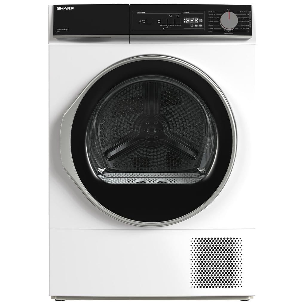 Sharp Wärmepumpentrockner KD-NHA8S6GW1D-DE, BubbleDrum, Zwei-Wege-Schleudern, WaveCabinet