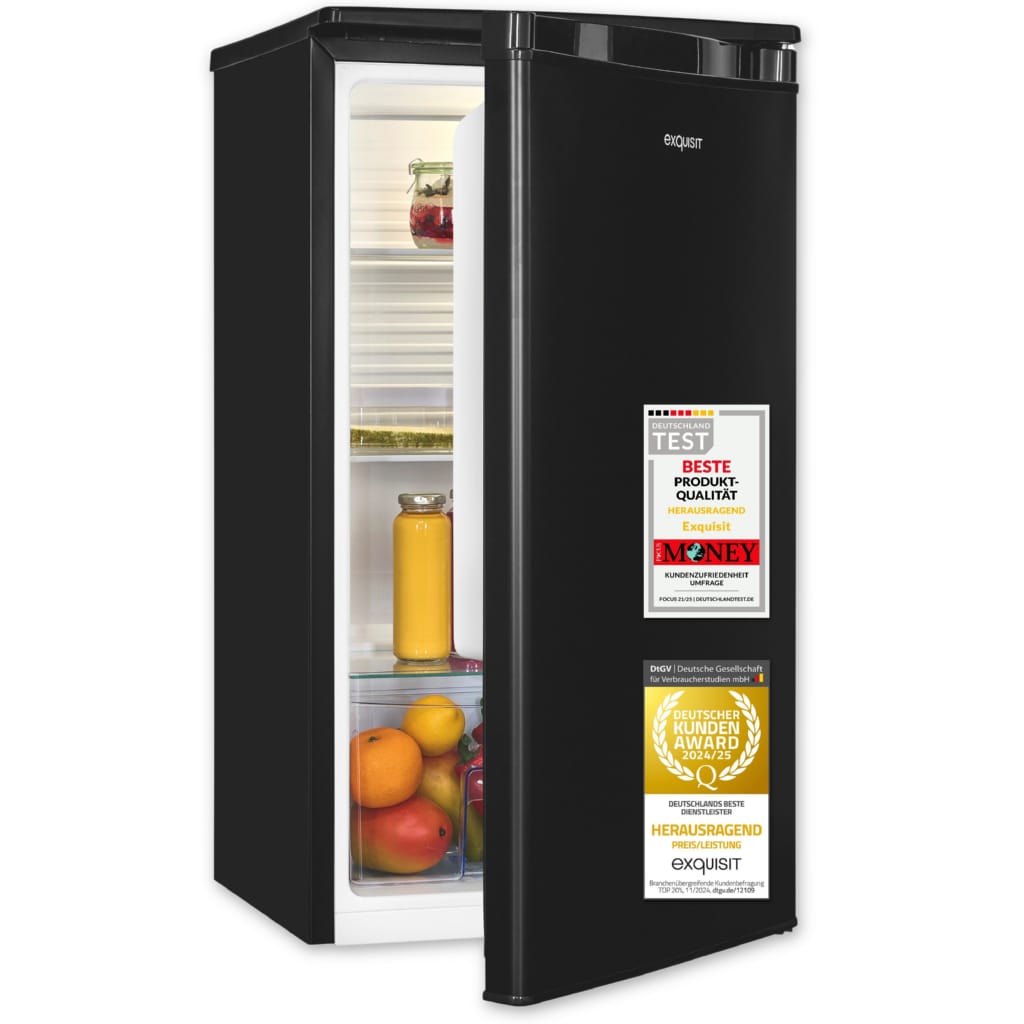 exquisit Vollraumkühlschrank KS585-V-091E, 84.3 cm hoch, 45 cm breit, 75 l Nutzinhalt, LED Beleuchtung, 41 dB Geräuschklasse C