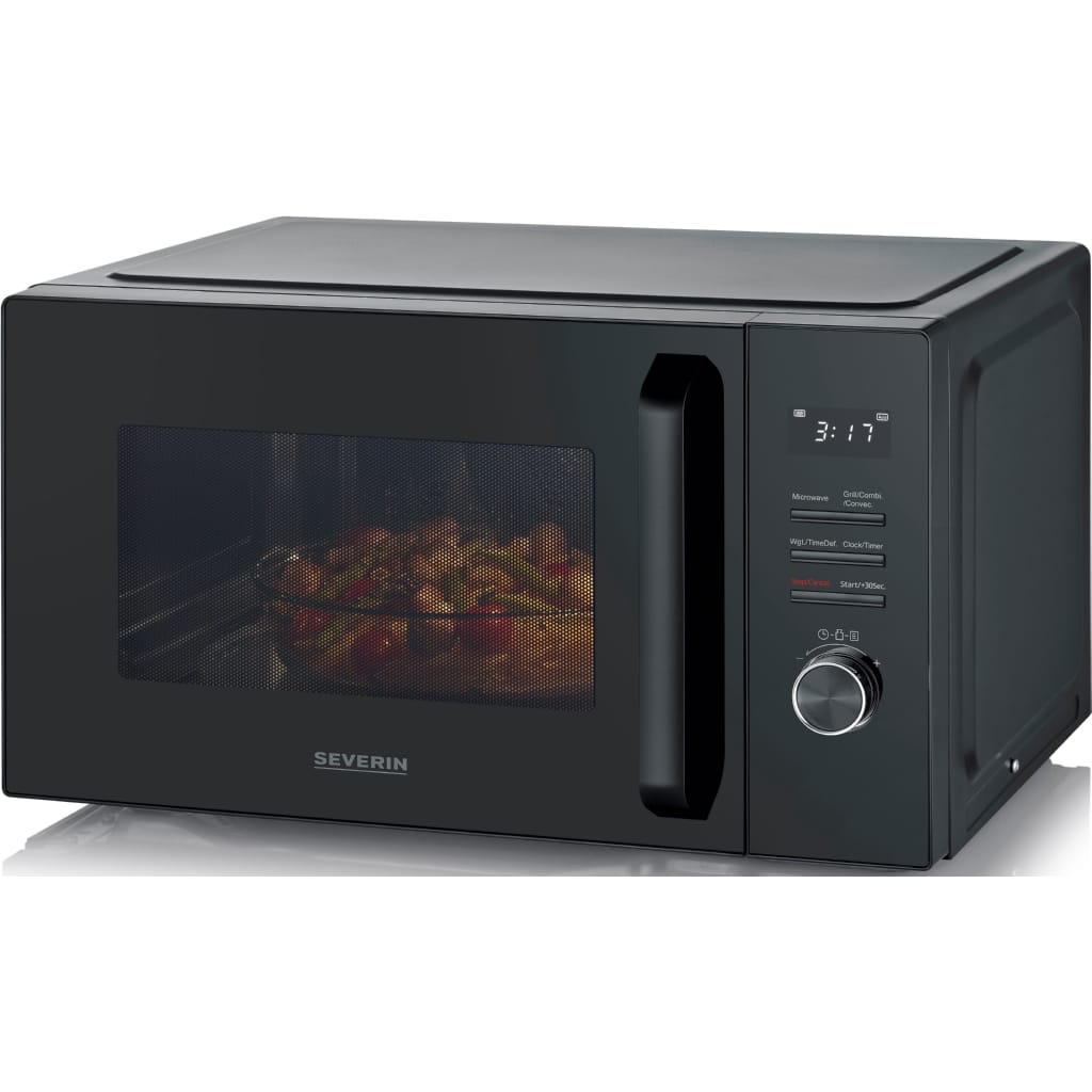 Severin Mikrowelle MW 7798, Grill, Grill und Heißluft, Heißluft, Mikrowelle, 29 l, mit Grill- & Heißluftfunktion, schwarz, Glasdrehteller, 95 min. Timer