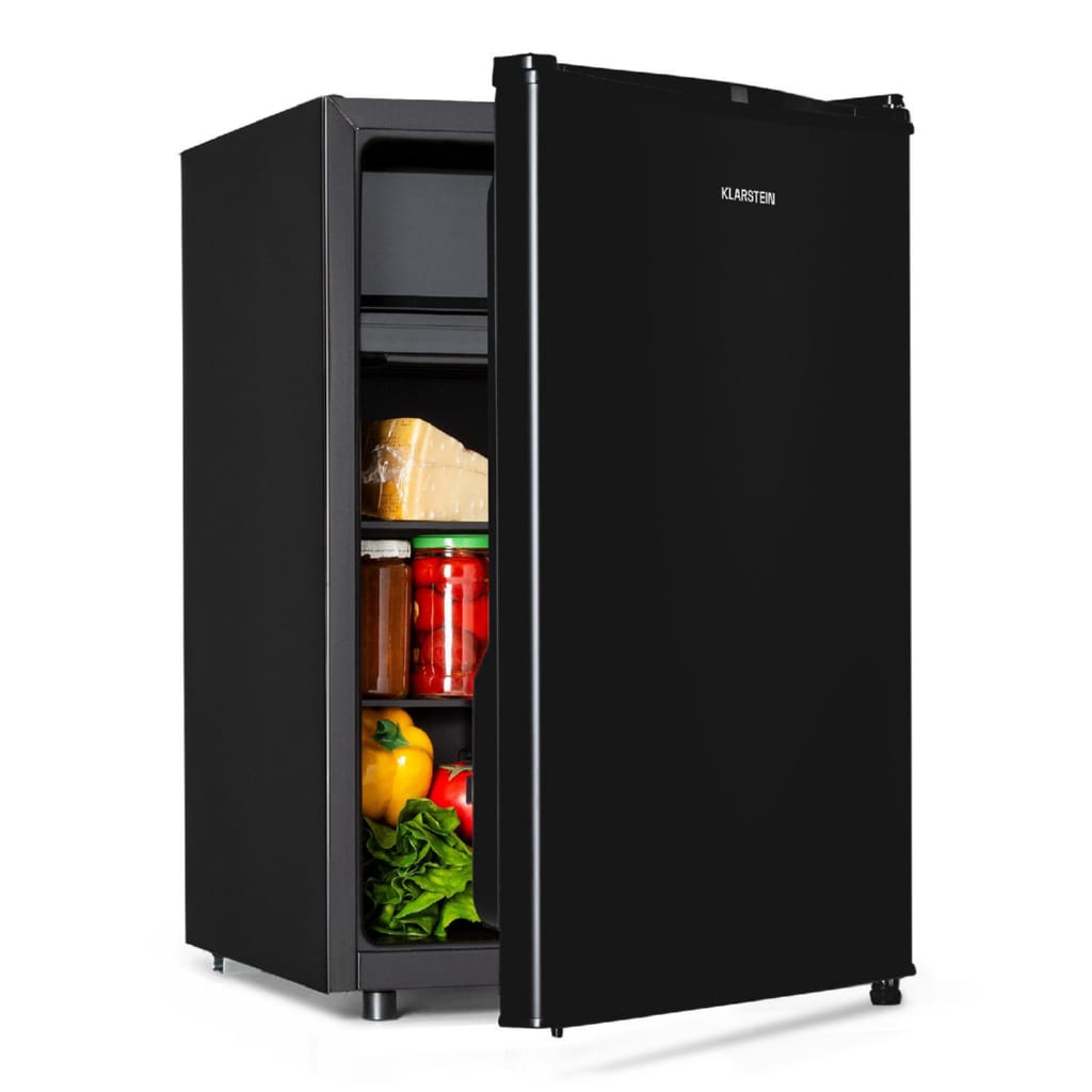 Klarstein Kühl-/Gefrierkombination Obsidian, 68 cm hoch, 44.5 cm breit, Kühl-Gefrierschrank Mini Fridge Haus Getränkekühlschrank