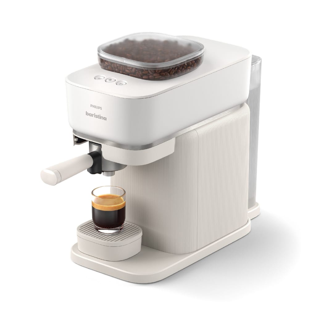 PHILIPS baristina Espressomaschine BAR300/00 mit Mahlwerk für ganze Bohnen, 16 bar Pumpendruck, Naturweiß​