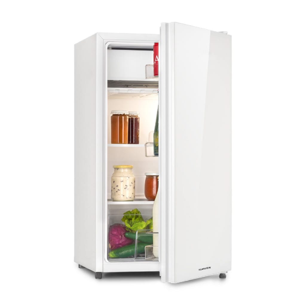 Klarstein Getränkekühlschrank Luminance Frost, 84 cm hoch, 45 cm breit, Kühl-Gefrierschrank Mini Fridge Haus Getränkekühlschrank