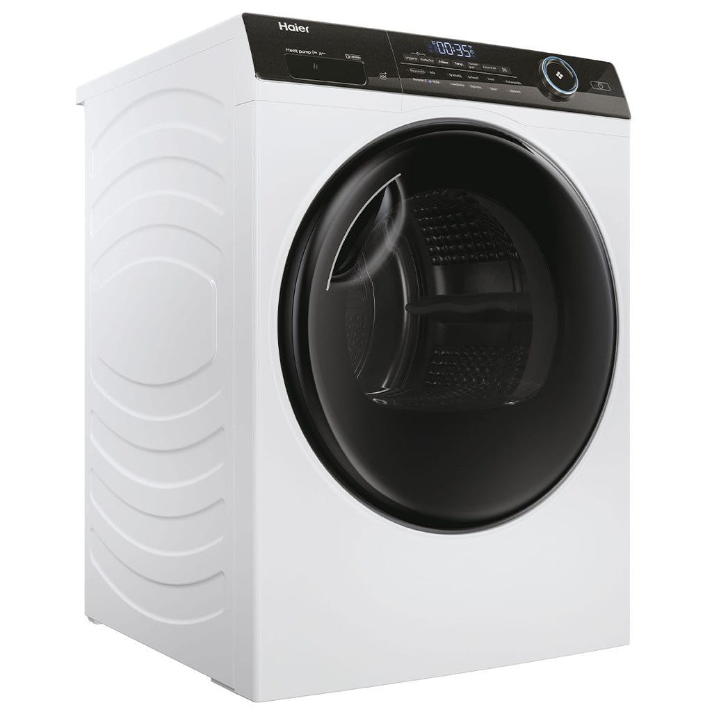 Haier Wärmepumpentrockner HD90-A3TEAM5, Smart hOn App mit künstlicher Intelligenz, Ablaufschlauch