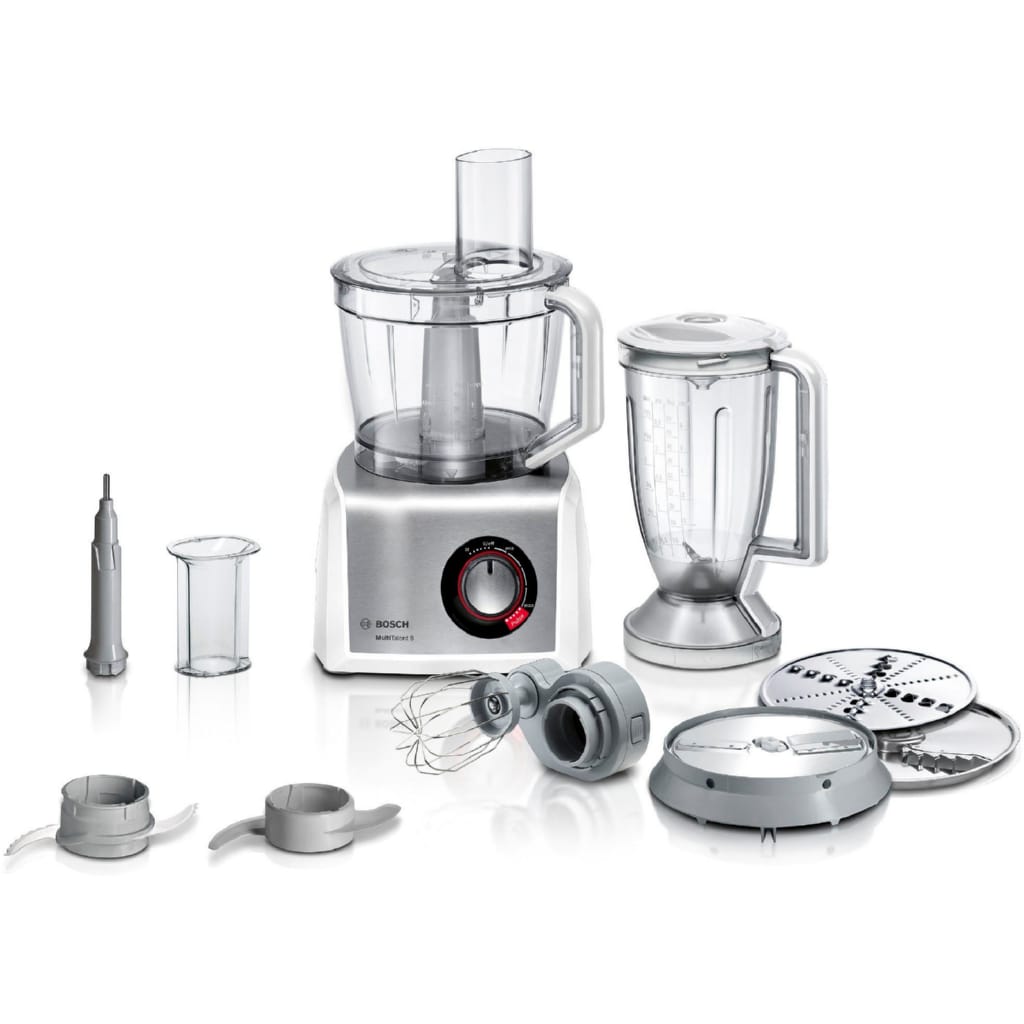 BOSCH Kompakt-Küchenmaschine MultiTalent 8 MC812S814, 1250 W, 3,9l Schüssel, 1,5l Mixaufsatz, Rührbesen, Universalmesser, 3 Scheiben
