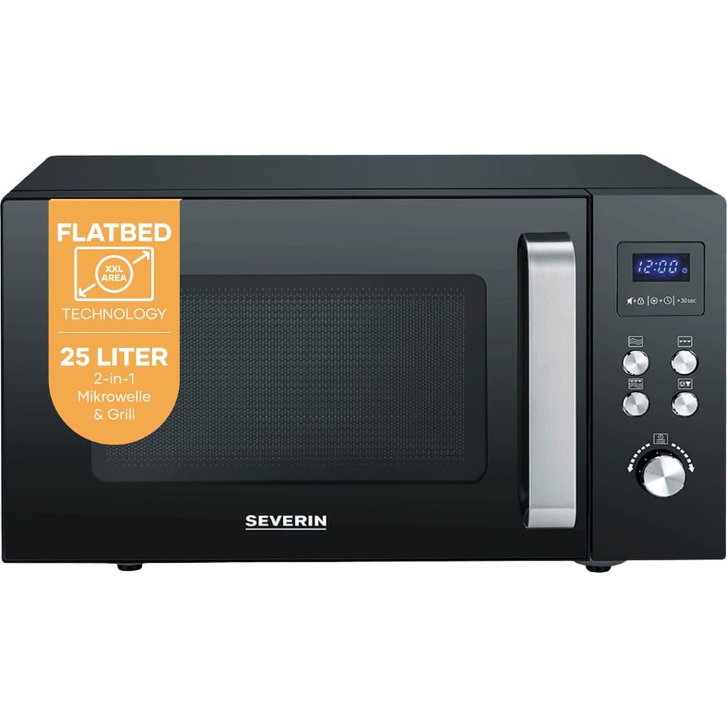 Severin Mikrowelle MW 7763, Grill, Mikrowelle, 25 l, 2-in-1 Mikrowelle mit Glasboden und Grill