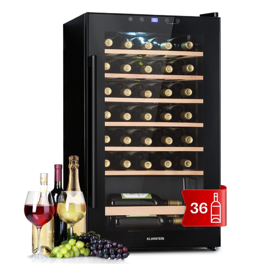 Klarstein Weinkühlschrank Barossa 32 Uno, für 36 Standardflaschen á 0,75l,Wein Flaschenkühlschrank Weintemperierschrank Weinschrank Kühlschrank