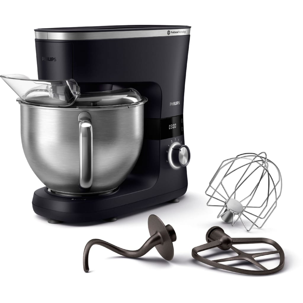 Philips Küchenmaschine HR7962/01, 1000 W, 5,5 l Schüssel, ProKnead Technologie, inkl. Knethaken, Schneebesen und Quirl